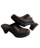 Nicole Mecca Brown Leather Clogs With Decorative Wide White Stitching Si... - $676.47 MXN