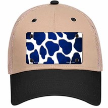 Blue White Giraffe Oil Rubbed Novelty Khaki Mesh License Plate Hat - £22.92 GBP