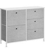 Storage Chest Dresser 5 Fabric Drawers Closet Apartment Dorm, By Songmics. - £66.06 GBP