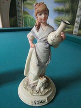 Alabaster Figurines Auro Belcari Italy JAR Lady, Flower Lady, Doves in L... - £95.45 GBP