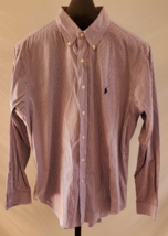 Ralph Lauren Classic Fit Purple &amp; White Striped Button Down Shirt Mens S... - £17.13 GBP