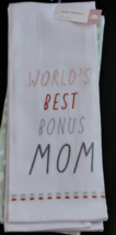 World&#39;s Best Bonus Mom Mother Day Stepmom Godmother Embroidered Dish Towel 2 - £5.88 GBP