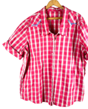 Bit &amp; Bridle Shirt Size 3X Womens Pearl Snap Up Western Rodeo Pink Plaid Womens - £29.75 GBP