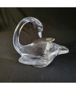 VTG Vannes Le Chatel France Signed Crystal Art Glass Swan Candy Dish 5.5... - €29,09 EUR