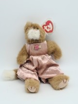 1993 Ty Attic Treasures Plush Jointed Cat Pouncer in Pink Velvet Stuffed Toy - £12.32 GBP