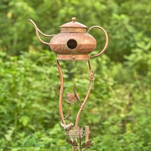 Zaer Ltd. Copper Colored Teapot Birdhouse Garden Stakes (Style 1) - £85.87 GBP+