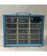 Vintage Metal AKRO MILLS Blue 14 drawer small parts storage bin 10x8 Akr... - £24.08 GBP
