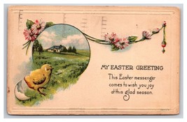 Easter Greetings Farmhouse Landscape Egg Chick Embossed DB Postcard Y12 - £3.08 GBP