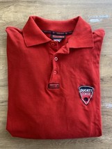 Vintage Ducati Corse Racing Long Sleeve Polo Shirt Red Black L/XL - $24.74