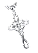 Jewelers Stainless Steel Love Knot Heart Shaped Cross - £37.90 GBP