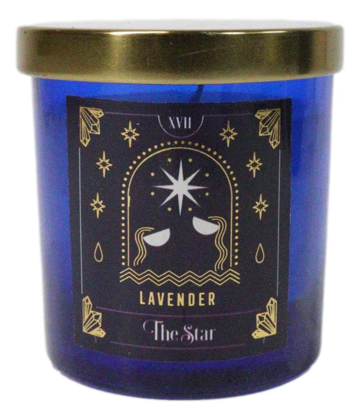 Wicca Witchcraft Mystic Tarot The Star Lavender Scented Pillar Candle Go... - $18.99