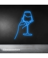 Hold the Glass Neon Sign, the Glass Wine Led Light, Wine Led Light Sign,... - €494,47 EUR