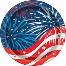 Fireworks July 4th 8 Ct 7" Dessert Plates Memorial Veterans Day - $3.13