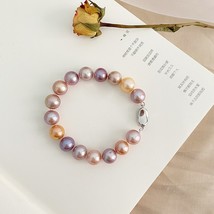 Big Natural Freshwater Pearl Bracelet Real 925 Sterling Silver Mixed color Jewel - £38.84 GBP