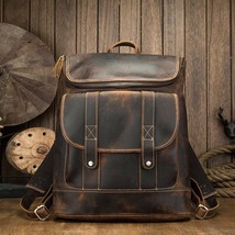 Vintage 2022 New Cow Leather Backpack Men Outdoor Travel Bag Handmade Crazy Hors - £168.29 GBP