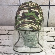 Green Camo Ball Cap Hat Chin Strap Back One Size - £11.76 GBP