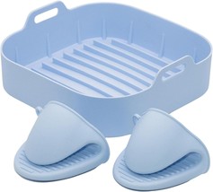 Air Fryer Silicone Pot Basket Liner Non-Stick Safe Oven Baking Tray with Mittens - £18.25 GBP
