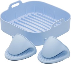 Air Fryer Silicone Pot Basket Liner Non-Stick Safe Oven Baking Tray with Mittens - £17.35 GBP