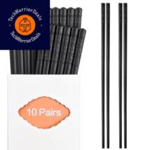 10 Pairs Fiberglass Chopsticks Family Set, ONEHERE Reusable Chinese, Black  - £13.81 GBP