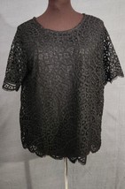 Philosophy Women&#39;s Size M Black Floral Crochet Lace Short Sleeve Top NWT - £15.94 GBP