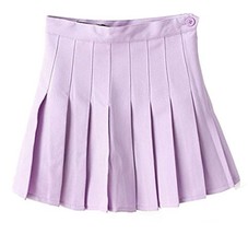 Women High Waist Solid Pleated Mini Slim Single Tennis Skirts ( M, Purple) - £18.12 GBP