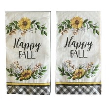 Happy Fall Thanksgiving Paper Napkins 20 CT Bath 2 Pks Buffalo Check Sun... - £17.88 GBP