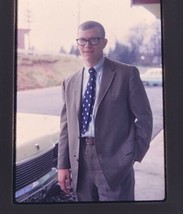 Vintage Photo Slide 1969 Man in Suit Next To Car Wearing Glasses Outside... - $19.99
