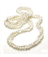 White Freshwater Pearl Endless Necklace 9-10mm- Baroque 100" - $85.00