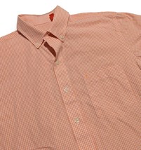 IZOD Long Sleeve Button Down Dress Shirt Orange White Check Mens Medium - £8.22 GBP