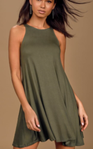 lulu’s Dress Size Small Tupelo Honey Olive Green Mini NWT Flowy - $22.54