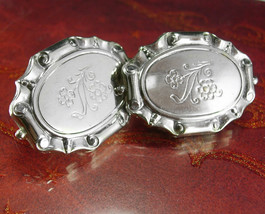 LARGE silver flower cuff links Vintage Cufflinks Victorian serving tray ... - $95.00