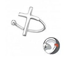 Cross sterling silver crystal ear cuffs SET OF 2 - $13.86