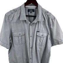 Buffalo David Bitton Grey Short Sleeve Button Front Shirt Size XL - $14.88