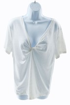 A New Day Women Knot Front V Neck Blouse Size Large Ivory - $160.12 MXN
