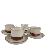 Vintage Set of 4 Cups &amp; Saucers Denby England POTTER&#39;S WHEEL RUST RED St... - $640.01 MXN