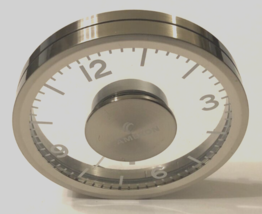 $15 Cameron Analog Clock Metal Silver 4 3/4 Aluminum Desk Round Flat Qua... - £13.98 GBP