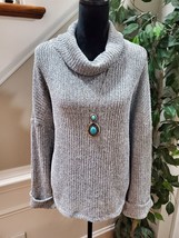 Gibson Look Women&#39;s Gray Polyester Long Sleeve Cowl Neck Pullover Knit S... - $25.00