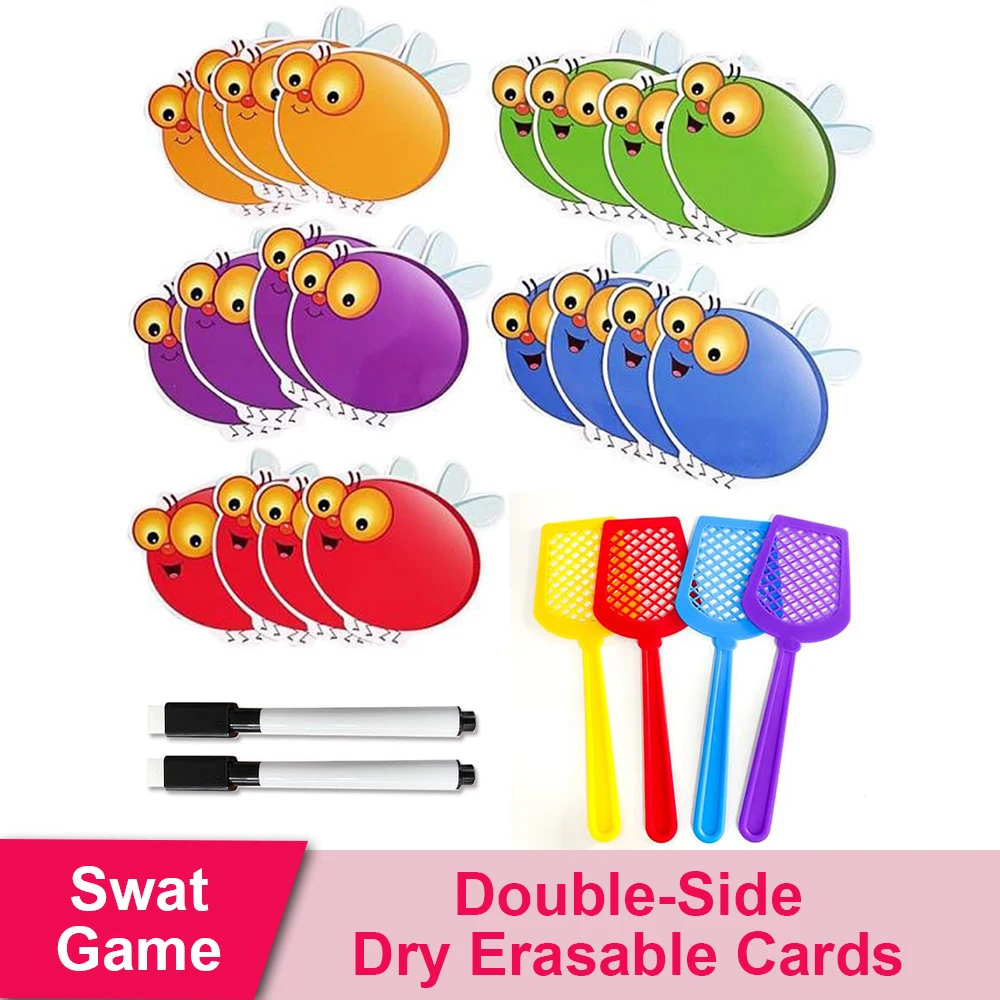 Dry Erasable Fly Cards, DIY Swat Educational Learning Game for Kindergarten, - £9.01 GBP+