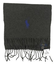 NEW Polo Ralph Lauren Scarf!  Black Gray Blue  Big Polo Player  Wool   *ITALY* - $34.99