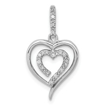 Silver Rhodium Diam. Heart Pendant QDX218 - $139.48