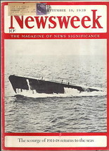  NEWSWEEK scourage  sea submarine  war  1939   - £11.64 GBP