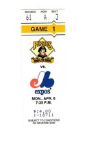 Apr 6 1992 Montreal Expos @ Pittsburgh Pirates Ticket Home Opener Doug Drabek W - £23.35 GBP