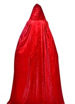 Unisex velvet Hooded Cloak Role Cape Play Costume Red 170cm - £26.89 GBP