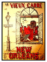 New Orleans Vintage Bourbon St. Mardi Gras 13 x 10 in Advert Giclee CANVAS Print - £15.94 GBP