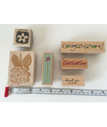 Lot 6 Thank You, Congratulations, Get Well Soon. Flowers Rubber Stamps - €17,19 EUR