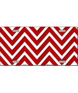 Red &amp; White Chevron Pattern Novelty 6&quot; x 12&quot; Metal License Plate Auto Ta... - £4.75 GBP