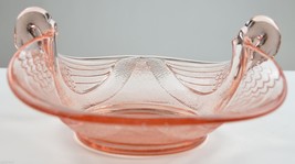 Fenton Art Glass Pink Pattern Swan Design Oval Bowl Vintage Collectible Elegant - £46.40 GBP