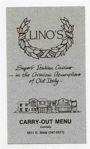 Lino&#39;s Superb Italian Cuisine Menu E State Rockford Illinois  - £12.43 GBP
