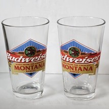Lot of 2 Budweiser Montana Barley Beer Glasses 16oz 5 7/8&quot; Tall - $18.66