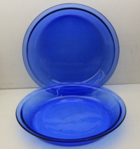 Set of Two Cobalt Blue Pyrex 209 9&quot; Pie Plate Dish Flat Rim Excellent Co... - $29.37